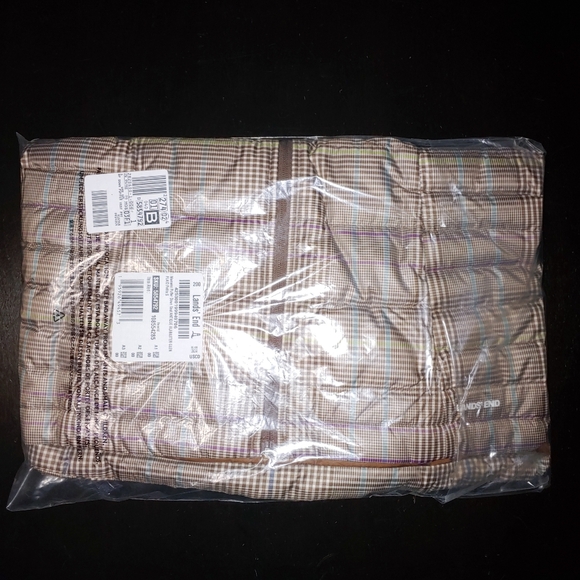 Lands' End Down Vest Light Brown Beige Glen Plaid size PS Petite 8 P6 P8 6P 8P - Picture 7 of 7